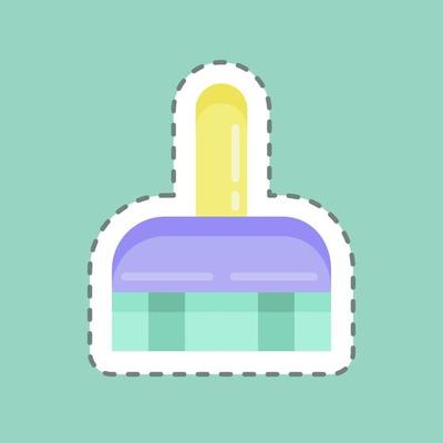 Sticker line cut Cleaning Brush. suitable for Kids symbol. simple design editable. design template vector. simple illustration