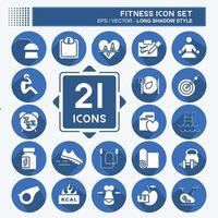 Icon Set Fitness. suitable for Healthy symbol. long shadow style. simple design editable. design template vector. simple illustration vector