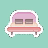 Sticker line cut Bed. suitable for Kids symbol. simple design editable. design template vector. simple illustration vector
