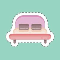 Sticker line cut Bed. suitable for Kids symbol. simple design editable. design template vector. simple illustration vector