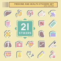 Sticker Set Medicine and Health. suitable for education symbol. simple design editable. design template vector. simple illustration vector