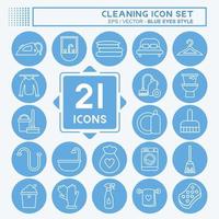 Icon Set Cleaning. suitable for Kids symbol. blue eyes style. simple design editable. design template vector. simple illustration vector