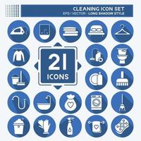 Icon Set Cleaning. suitable for Kids symbol. long shadow style. simple design editable. design template vector. simple illustration vector