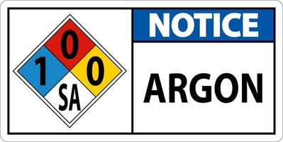 NFPA Notice Argon 1-0-0-SA Sign On White Background vector