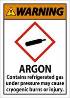 Warning Argon GHS Sign On White Background vector