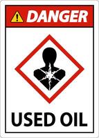 Danger Used Oil Sign On White Background vector