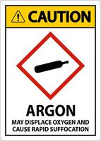 Caution Argon GHS Sign On White Background vector