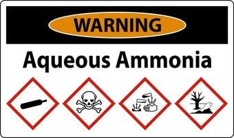 Warning Aqueous Ammonia GHS Sign On White Background vector