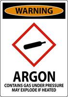 Warning Argon GHS Sign On White Background vector