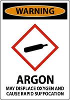 Warning Argon GHS Sign On White Background vector