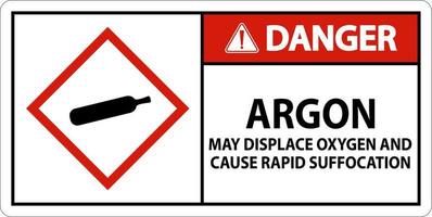 Danger Argon GHS Sign On White Background vector