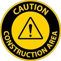signo de símbolo de área de construcción de precaución sobre fondo blanco vector