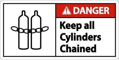 Danger Keep All Cylinders Chained Symbol Sign On White Background vector
