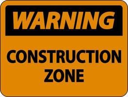 Warning Construction Zone Symbol Sign On White Background vector