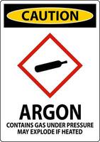 Caution Argon GHS Sign On White Background vector