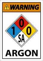 NFPA Warning Argon 1-0-0-SA Sign On White Background vector