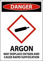 Danger Argon GHS Sign On White Background vector