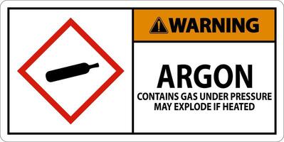 Warning Argon GHS Sign On White Background vector