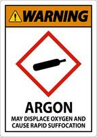 Warning Argon GHS Sign On White Background vector