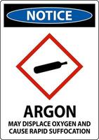 Notice Argon GHS Sign On White Background vector