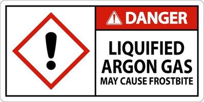 Danger Liquified Argon Gas GHS Sign On White Background vector