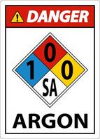 NFPA Danger Argon 1-0-0-SA Sign On White Background vector