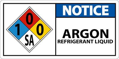 aviso nfpa líquido refrigerante argón 1-0-0-sa signo vector