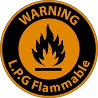 Warning L.P.G Flammable Symbol Sign On White Background vector