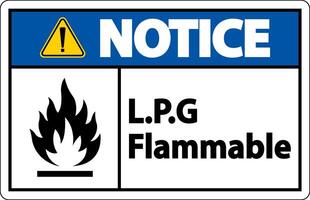 Notice L.P.G Flammable Symbol Sign On White Background vector