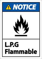 Notice L.P.G Flammable Symbol Sign On White Background vector