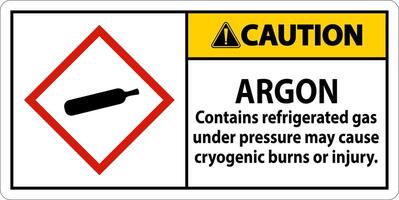 Caution Argon GHS Sign On White Background vector