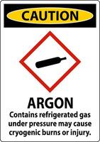 Caution Argon GHS Sign On White Background vector