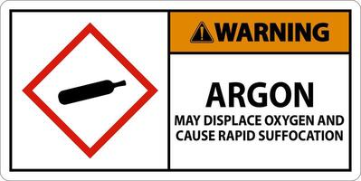 Warning Argon GHS Sign On White Background vector