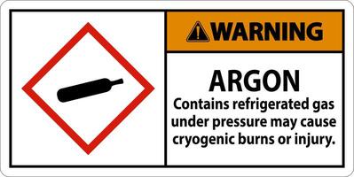 Warning Argon GHS Sign On White Background vector