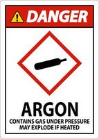 Danger Argon GHS Sign On White Background vector