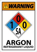 nfpa advertencia líquido refrigerante argón 1-0-0-sa signo vector