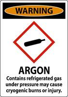 Warning Argon GHS Sign On White Background vector