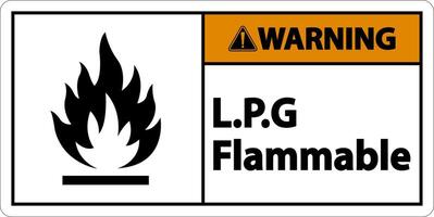 Warning L.P.G Flammable Symbol Sign On White Background vector