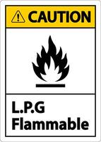 Caution L.P.G Flammable Symbol Sign On White Background vector