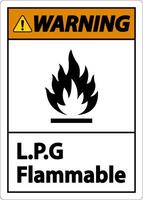 signo de símbolo inflamable de advertencia lpg sobre fondo blanco vector