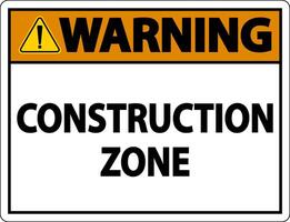 Warning Construction Zone Symbol Sign On White Background vector