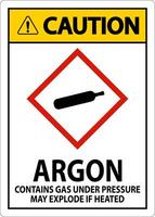 Caution Argon GHS Sign On White Background vector