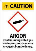 Caution Argon GHS Sign On White Background vector