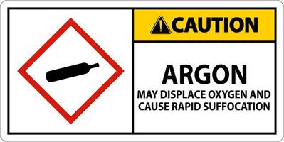 Caution Argon GHS Sign On White Background vector