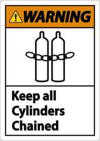 Warning Keep All Cylinders Chained Symbol Sign On White Background vector