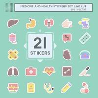 Sticker line cut Set Medicine and Health. suitable for education symbol. simple design editable. design template vector. simple illustration vector