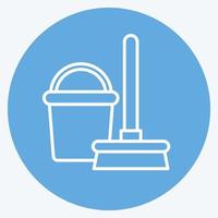 Icon Broom and Bucket. suitable for Kids symbol. blue eyes style. simple design editable. design template vector. simple illustration vector