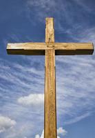 old wooden Catholic cross photo