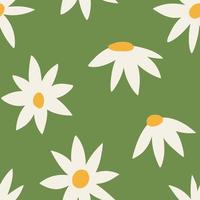 patrón estético contemporáneo imprimible sin costuras con flores retro groovy. fondo boho vintage de estilo ingenuo decorativo de los años 60 y 70 en estilo minimalista de mediados de siglo para tela, papel tapiz o envoltura vector