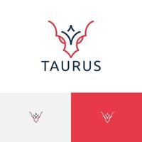 Horned Myth Taurus Head Abstract Line Style Logo vector